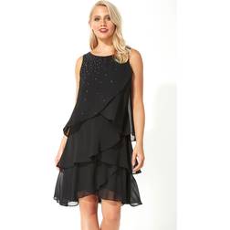 Roman Embellished Frill Swing Dress