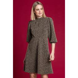 Roman Shimmer Animal Print Fit & Flare Dress