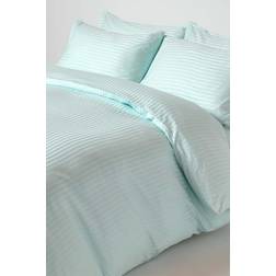 Homescapes Egyptian Cotton Striped Thread Duvet Cover Green, Blue