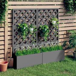 vidaXL Jardineras Con Enrejado 2 Unidades Wpc Gris 65x33x135 cm