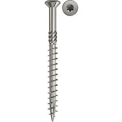Fischer Decking Screws 5.0 x 80 Countersunk Head Partially Threaded Stainless Steel A2 Inner Star Torx Drive Pack of 100 100pcs