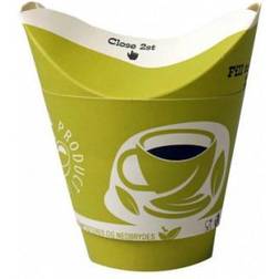 Diverse Kaffebæger m/butterflylåg bio Grøn/Hvid 25 cl ps/25 stk