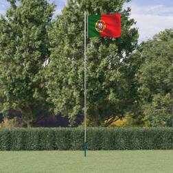 vidaXL Portugal flag og flagstang 6,23