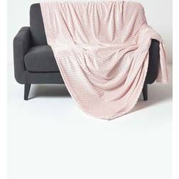 Homescapes Mora Faux Fur Velvet Blankets Pink, Blue, Beige, Grey