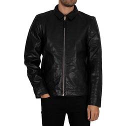 Superdry Slim Fit Coach Leather Jacket - Black