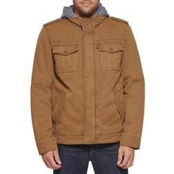 Levi's Washed Hooded Military Jacket - Brown