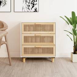 vidaXL Storage Cabinet Cupboard Solid Wood Pine Natural Rattan Sideboard