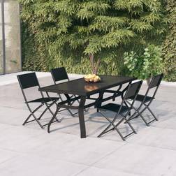 vidaXL Giardino 5 pz Grigio e Nero Set da pranzo per patio