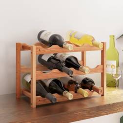 vidaXL Solid Wood Walnut for 12 Bottles Wine Rack