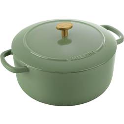Ballarini Cocotte Rund, Grøn, Støbejern med låg 24cm