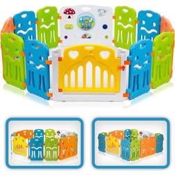 Baby Vivo Parc Bébé Barrière Securitè avec Porte Plastique Enfant Protection Grand Jeu Extensible COLORS XL Bleu