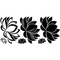 RoomMates Black Line Art Lotus Peel & Stick Giant Wall Decal Set