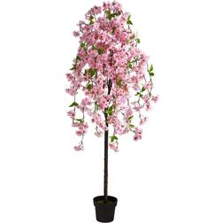 Nearly Natural Faux Trees Pink Cherry Blossom Draping Artificial Plant