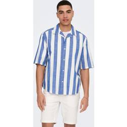 Only & Sons Relaxed Fit Short Sleeves Shirt - Blue/Turkish Sea