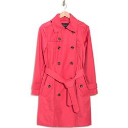 London Fog Womens Pocketed Belted Hooded Trench Coat