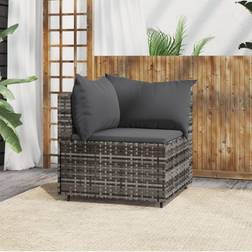 vidaXL Garten-Ecksofa mit Kissen Grau Poly Rattan Modulsofa