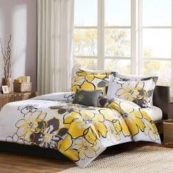Mi Zone Allison Bedspread Grey, Yellow (228.6x218.4cm)