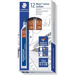 Staedtler Mars Micro 0.5 mm 2B Refill Lead for Mechanical Pencils (Pack of 12 Tubes)