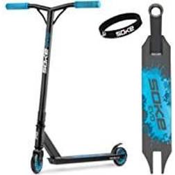 SOKE Evo Stunt Scooter für Extreme Skateparkfahrten – ABEC-9 Carbonlager aus verchromtem Stahl – PU-Räder 88A – Y-Bar-Lenker mit TPR-Griffen – Aluminium-Deck blau