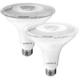 Luxrite 120-Watt Equivalent PAR38 Dusk to Down Sensor LED Light Bulb E26 Base 5000K Bright White (2-Pack)