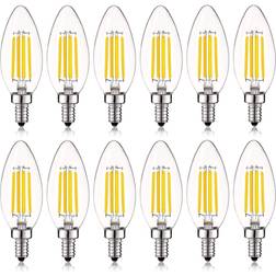 Luxrite 60-Watt Equivalent B10 Dimmable LED Light Bulbs Clear Glass Filament 3000K Soft White (12-Pack)