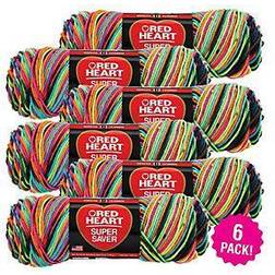 Red Heart Blacklight Super Saver Yarn 6Pk 6 Pack