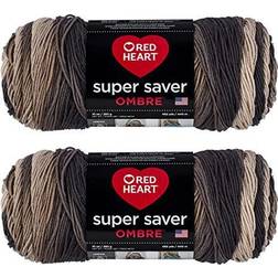 Red Heart Super Saver Ombre Yarn-Hickory Multipack Of 2