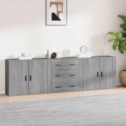 vidaXL Aparadores 3 Piezas Madera Contrachapada Gris Sonoma Aparador