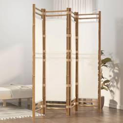 vidaXL 4-Panels 160 cm Foldbar Bambus Og Kanvas Rumdeler
