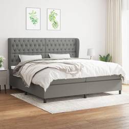 vidaXL Box Spring Con Colchón Tela Gris Oscuro 200x200 cm Cama Continental