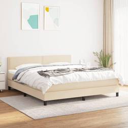 vidaXL Box Spring Con Colchón Tela Color Crema 160x200 cm Cama Continental