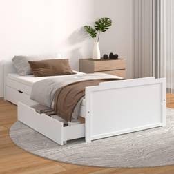 vidaXL Med Lådor Vit Massiv Furu 90x200 cm Sängram