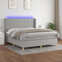 vidaXL A Molle Materasso E LED Grigio Chiaro 160x200 cm Tessuto Letto Continentale