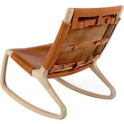 Mater Rocking Chair Rocjer Cuir Whisky Chaise à Bascule