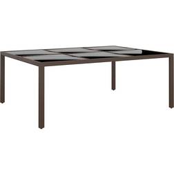 vidaXL Tavolo Da Giardino Con Piano Vetro Marrone 200x150x75 cm Rattan