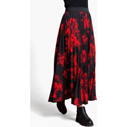Roman Floral Print Pleated Maxi Skirt
