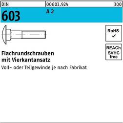 Toolcraft 1061433 Flachrundschraube M12 Vierkant DIN 603 Edelstahl A2 100