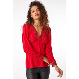 Roman Sequin Trim Stretch Top