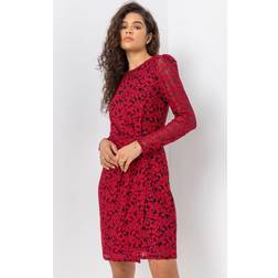 Roman Ruched Detail Lace Wrap Dress