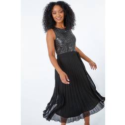 Roman Petite Embellished Pleated Midi Dress