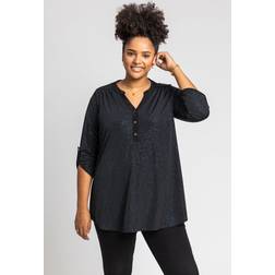 Roman Curve Glitter Button Top