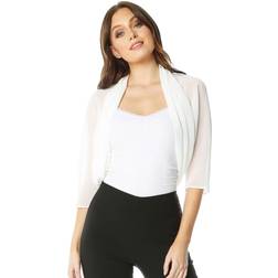 Roman Ruched Hem Chiffon Jakket - White