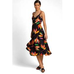 Roman Floral Print Tie Front Midi Dress