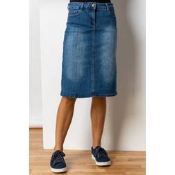 Roman Line Stretch Denim Skirt - Denim