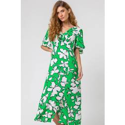 Roman Contrast Floral Tie Detail Midi Dress