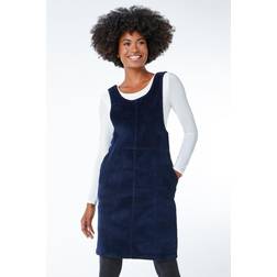 Roman Button Corduroy Pinafore Dress