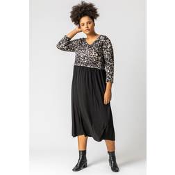 Roman Curve Animal Print Jersey Midi Dress
