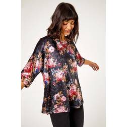 Roman Floral Print Velvet Top