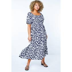 Roman Curve Stretch Waist Midi Dress