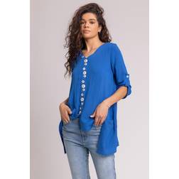 Roman Asymmetric Abstract Button Detail Top